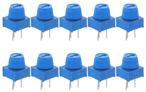 ibasenice 10 Pack Breadboard Potentiometer with Knob, 5-Pack Adjustable Trim Resistor for Prototyping and Electronic Circuits, Compact 0.67 Inch Size Precise Rotary Switch Component