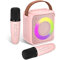 Ankuka Karaoke Toys for Kids & Adults with 2 Microphones, Portable Karaoke Machine with LED Light and Voice Changing Effects, Gifts for Age 3-18 Kids Boys Girls Families Birthday Party (Pink)