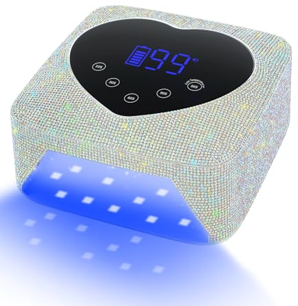 HUGMAPLE Cordless UV Nail Lamp for Gel Nails 72W, Rechargeable Diamond LED Nail Dryer with 5 Timer Setting, Touch Control & Auto Sensor, Fast Nail Light Curing Lamp for Salon & Home