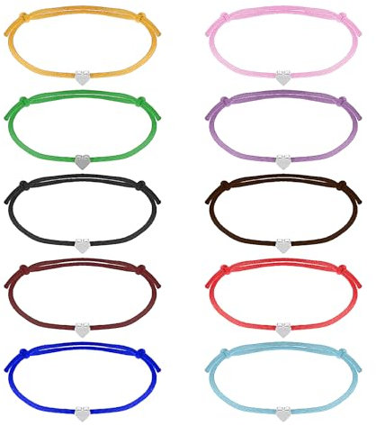 Abeillo 10 Stück Herz Freundschaftsarmband Set,Damen Herz Seil Armbänder,Verstellbar Charm Herzarmbänder,Freundschaftsarmbänder Ideal für Geschenke,Geeignet für Frauen Mädchen