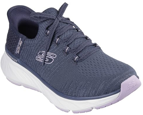 Skechers Damen Edgeride Impression Sneaker, Navy Knit/Lavender Trim, 40 EU