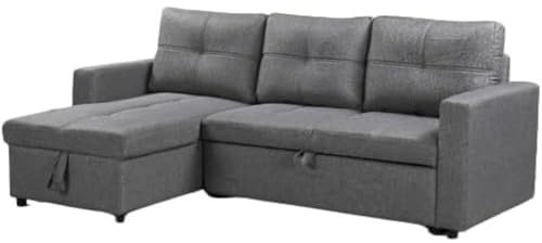 IBERA HOME Sofá Cama Chaise Longue PAU, 215x135cm - Diseño Moderno, Almacenamiento (Gris Claro)