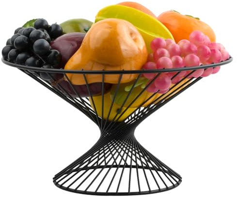 Granvoo Obstschale Schwarz Matt, Obst Etagere, Obstkörbe Metall, Obstschale Modern Groß, Früchtekorb, Draht Obstkorb, Gemüsekorb Küche, Obstschüssel für Obst, Gemüse, Brot, Snacks