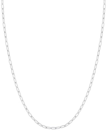 FOCALOOK Cadena Fina Acero Inoxidable 316L Mujer Collar Clip de Papel Eslabones Cuadrados 22 Pulgadas 1.8mm Apilable Joyería Básica Pareja