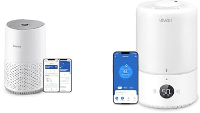 Philips Luftreiniger 600-Serie, energieeffizient mit Smart Sensor & LEVOIT 3L Top Fill Luftbefeuchter, 360° Drehbare Düse Cool Mist Humidifier