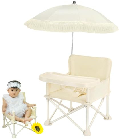 Baby Dining Chair - Portable Booster Dining Seat with Parasol & Tray | Versatile Outdoor Camping & Picnic Chair | Ideal for Kitchen Dining and Travel | Convenient Chair for Journeys