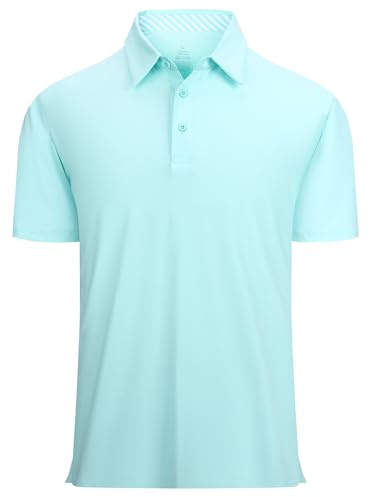 Alex Vando Mens Golf Shirt Moisture Wicking Quick-Dry Short Sleeve Casual Polo Shirts for Men, T-blue, XL