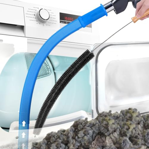 PetOde 2 Pieces Dryer Vent Cleaner Kit Compatible with Most Vacuum Cleaner, Flexible Dryer Lint Brush and Dryer Vacuum Hose Attachment, Lint Remover Cleaning Tools, 30.5 Inch, Blue