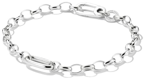 THOMAS SABO Bracelet à breloques avec lien Connect Link - Argent 925 recyclé - Combinable individuellement avec des breloques - Avec fermoir mousqueton et logo Charm Club, 17cm, Argent sterling, Pas