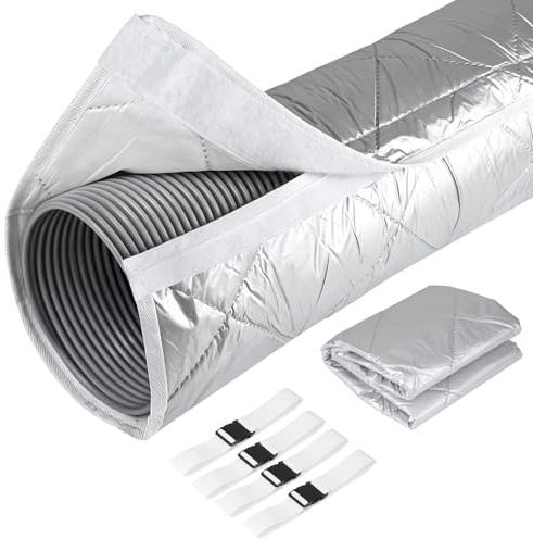 DBREAKS 1 styck 150 x 58,5 cm slangskydd för bärbara luftkonditioneringsapparater | Isolerad frånluftsslang luftkonditionering, luftkonditioneringsslang skydd isolering med 8 stängningsremmar