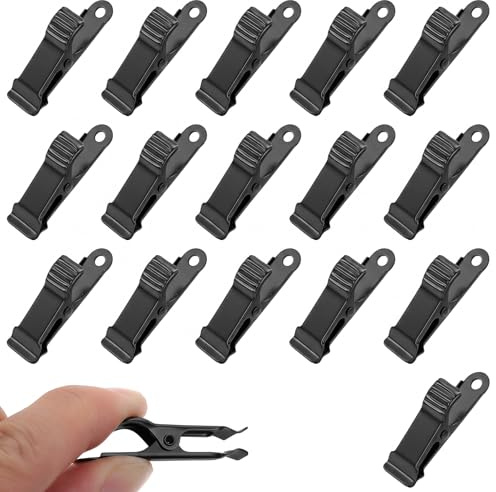 16 pinzas de metal, 1,3 cm, pinzas de metal anchas, pinzas de resorte pequeñas, pinzas de cocodrilo negras, pinzas de cortina antideslizantes, mini pinzas para la ropa para manualidades, papel de