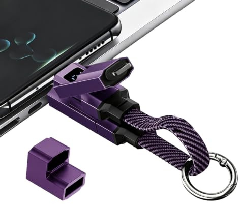 Nyckelring Telefon - 4-i-1 USB Snabbladdningskabel 65W Lanyardladdare | Bärbar 4-i-1 USB-laddningskabel för nyckelring med 65W snabbladdning, LED-display och kompatibilitet med flera gränssnitt för