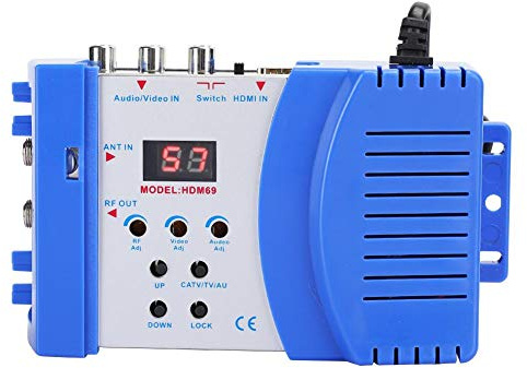 Dpofirs Digitaler Modulator, AV zu HF Wandler UKW UHF PAL Standard tragbarer Modulator Audio Video TV Signalwandler HDMI AV Eingangsunterstützung PAL TV Formatausgang