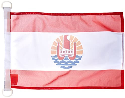 AZ FLAG - Drapeau Polynésie française - 45x30 cm - Pavillon Nautique Polynésien - France Spécial Bateau Et Extérieur En Maille Bloquée Avec Anneaux Plastiques Intégrés - 30g