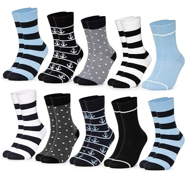 Occulto 10 PAAR SOCKEN DAMEN aus BAUMWOLLE (Modell: Lotte) Blau 35-38