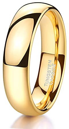 Zakk Bague Hommes Femme en Or poli Tungstène Alliance Bague Mariage de fiançailles Promesse Anneaux 2mm 4mm 6mm 8mm Taille 47-75 (6mm,72 (22.9))