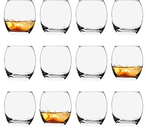 LAV 12x Clear 405ml Empire Tumbler Glasses - Stemless Kitchen Water Whiskey Wine Gin Juice Cocktail Drinking Glass Set