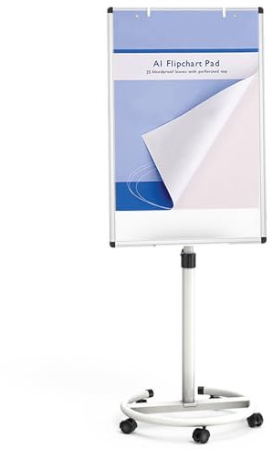 VIZ-PRO ECO Magnetische Mobile Whiteboard, 90 x 60 cm, Staffelei Flipchart Ständer Rollendes Trockenlöschbrett mit Papierblöcken