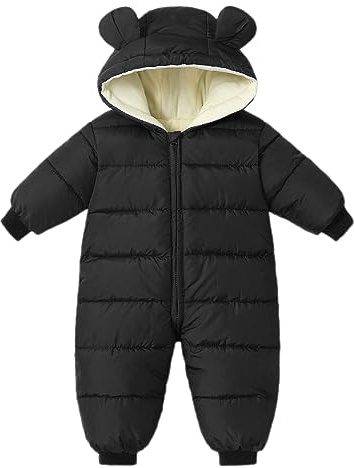 BRONG Bebé Niñas Niños Traje De Nieve Invierno Mameluco Abrigo Recién Nacido Grueso Cremallera Mono Bebé Cortaviento con Capucha Polar Pelele Ropa de Abrigo