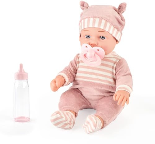 eDollable Babypuppen Spielzeug 30 cm mit Zubehör, das eine weiche Decke, abnehmbare puppenkleidung, einen Schnuller und EIN Fläschchen umfasst Kleinkinder ab 3 Jahren