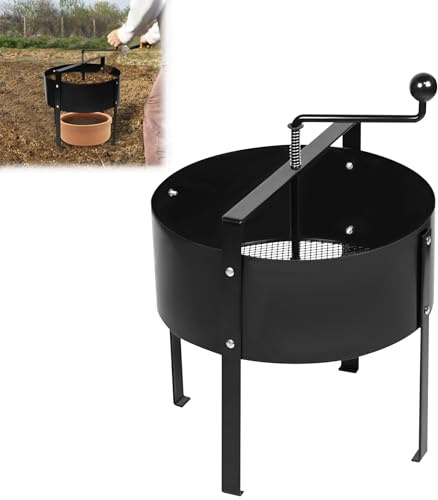 MAYTIIMO Colador manual de manivela de 40 x 45 cm para jardín, colador de tierra de metal, colador de compostaje para tamizar tierra, malla fina, colador de arena giratorio para tierra, césped, jardín