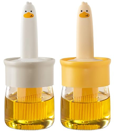 DBAILY Silikonpinsel, 2 Stück Backpinsel, Einteilig mit Ölflasche Küchenpinsel, Backpinsel Silikon, Grillpinsel, Kann zum Kochen, Bestreichen von Eiern oder Soßen, Grillen