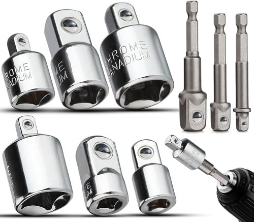 TXXATX Impact Socket Adapter Set 9 Pcs Reducer Drill Socket Adaptor Impact Driver Sockets Adapter 1/4 to 3/8, 1/4 to 1/2, 1/2 to 3/8 for Ratchet Docket