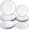 Baroni Home Servicio de platos de 18 piezas de porcelana y gres, servido de mesa colorida para 6 personas, plato hondo, llano, de fruta o postre (Blue Line)