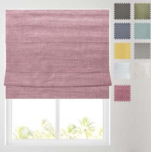 Barnes Blinds - Linen Look Blackout Lined Roman Blind - choice of standard or deluxe headrail - Choice of Deluxe or Standard Headrail - Durable Fittings Easy Fit (Rose Pink 2ft (61cm))