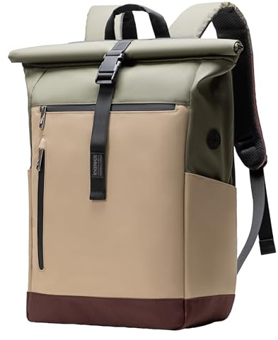 Inateck RollTop ryggsäck män kvinnor 25 l – 30 l cykelryggsäck skolryggsäck för universitet fritid jobb sport resor, snygg dagryggsäck med 17 tums laptopfack, khaki