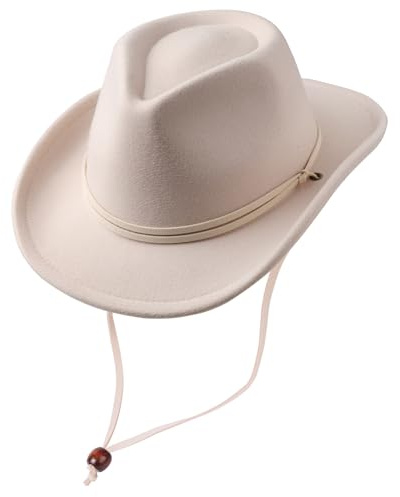 DRESHOW Cowboy Cowgirl Hatt för Pojkar och Flickor Klassisk Westernfilt Fedora Bältesspänne Retro Panama Hattar med vindsnodd Unisex Upprullade Kepsar för Barn 3-8 År