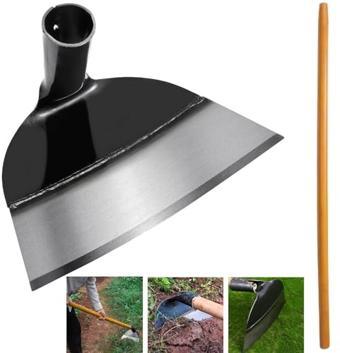 WY8 Heavy-Duty Garden Hoe Steel Hoe Head with 1.2m Handle, Durable Weeding, Digging & Cultivating Tool for Gardening, Farming, Landscaping & Soil Preparation, Strong & Rust-Resistant (26cm)