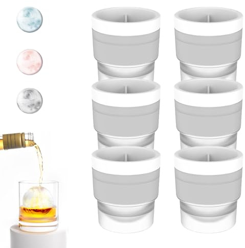 Chiclify Ghiaccio Palla Maker Stampo 3 / 6pcs, 2,4in Silicone grande fai da te Rotondo Ghiaccio Sfera Stampo, per Whisky Cocktail Bourbon e Bevande (6 pezzi-A)