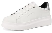 QUEEN HELENA Scarpe da Ginnastica con Strappo Sneakers con Strass Donna X33-1 Argento 38