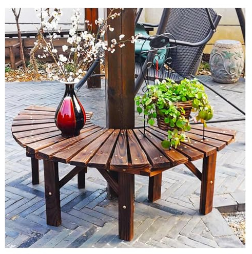 BZJPRFC Banc d'arbre Semi-Circulaire, Siège De Mobilier De Jardin Extérieur, Tabouret De Jardin en Bois, Élément Romantique, Forme Extensible À L'infini