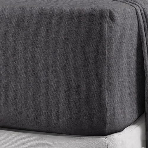 Flannelette Fitted Sheet 100% Brushed Cotton Extra Deep 32cm/13 Inch Bed Sheet Soft Warm Cosy Bedding Plain Colour Easy Care Bed Linen Single Double King Super King (Charcoal, Double)