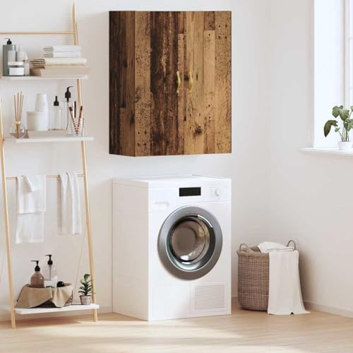 Mokuyary Armadio da parete in legno antico, 69,5 x 34 x 90 cm, in materiale legno, pensile da cucina, armadietto medico, armadio da parete per bagno, cucina e corridoio