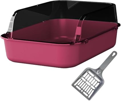 QUXVUIS Caja de Arena semicerrada con Lados Altos para Gatos Que Contiene la Arena y Brinda privacidad al Gato, al Tiempo Que Reduce los derrames. Bandeja de baño para Mascotas, Rosa, 40x28x16cm