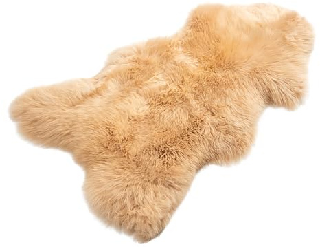 Decorating Sheepskins Piel de oveja auténtica de alta calidad, tamaño grande, piel de cordero, color beige y melocotón, 100-110 cm, inodora, para silla, alfombra de piel de cordero para el sofá, piel