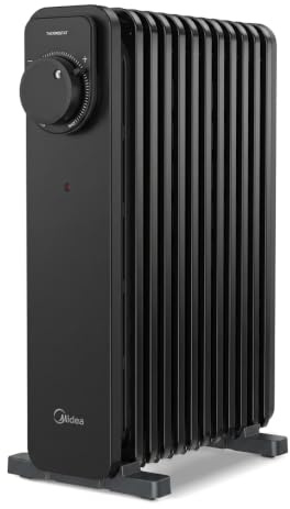 Midea 2300W Oil Radiator, 11‑Fin Heater, Thermostat, 3 Heat Settings | 2300W fast heating, 3 modes, silent operation, safety shut‑off, portable design with castors