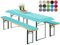 heimtexland ® Bierzeltgarnitur Auflagen Set 3-teilig Tischdecke Bierbankauflage Polster Kissen Biergarnitur Typ698 Aqua für Tischmaß 70x220 cm