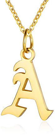 Letter Necklaces for Women Personalized Necklaces 18K Gold Plated Initial Pendant Old English Name Necklaces A-Z Bridesmaid Gift for Women(A)