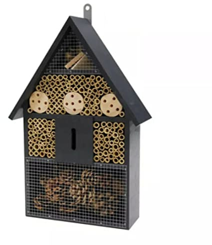 Vision4ever 1x Large Wooden Insect Bee House Natural Wood Bug Hotel Shelter Garden Nest