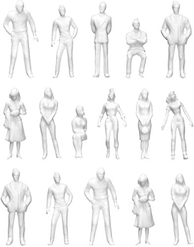 QWORK® 100 Stück Mini Figuren Weiße Menschen Modell Figuren Verschiedene Posen 1:50 für Architektonisches Planungsprojekt Modelleisenbahn