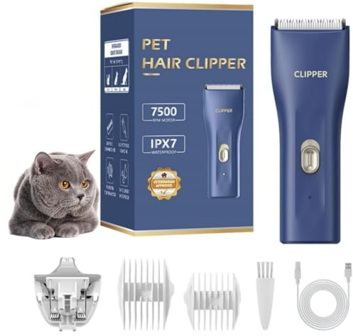 Handlicher und leistungsstarker elektrischer Haarschneider für Haustiere, wasserdicht, kabellos, wiederaufladbar, für kleine Hunde und Katzen
