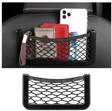 JNNJ Bolsa Red para Maletero Coche, Resilient Autoadhesivo Bolsillo De Red De Almacenamiento para Maletero De Coche, Multifuncional Equipaje Red Bolsa para Coche Asiento, Autocaravanas(Grande)