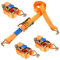QWORK® 4X spanngurte Autotransport 38mm Gurtbandbreite 3m Länge, 3 Tonnen PKW Verzurrsystem, Orange