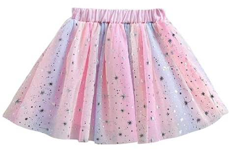 Kinder Mädchen Tüllrock Pailletten Tütü Rock Glitzer Bunt Ballettrock Prinzessin Minirock Tanzkleid Karneval Partykleid Tanz Rock Tulle Tutu Baby Kinder Rock 1-12 Jahre