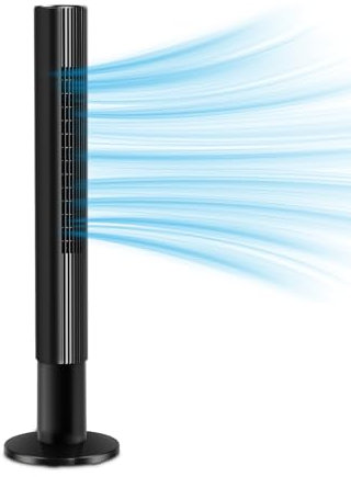 Vidacharmy 26dB Ventilateur Colonne Silencieux, Ventilateur tour 110 cm, Vitesse 7,8 m/s - Oscillant à 85° ventilateurs tour pour chambre, Télécommande et Écran LED, 4 modes, minuterie 12H, Noir