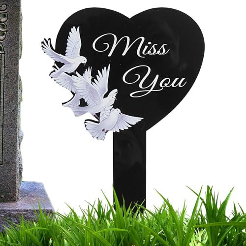 Decorazioni per tombe - commemorativa da giardino, picchetto cimiteriale in acrilico 2D | Marcatori di tomba a di cuore per giardini all'aperto, cortili, decorazioni cimiteriali, tributo